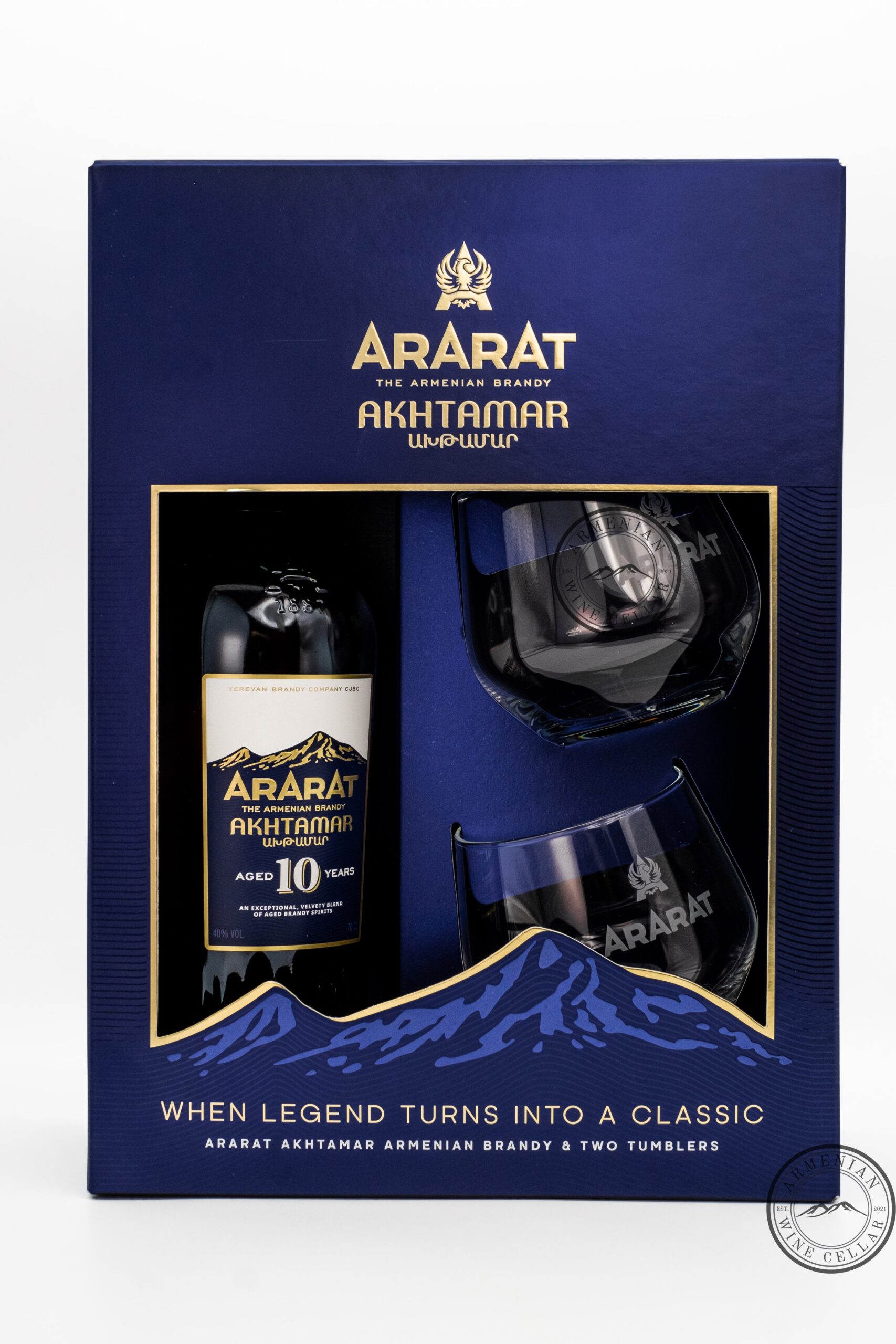 ARARAT Akhtamar - Brandy Aged 10 years, Gift Set with 2 tumblers